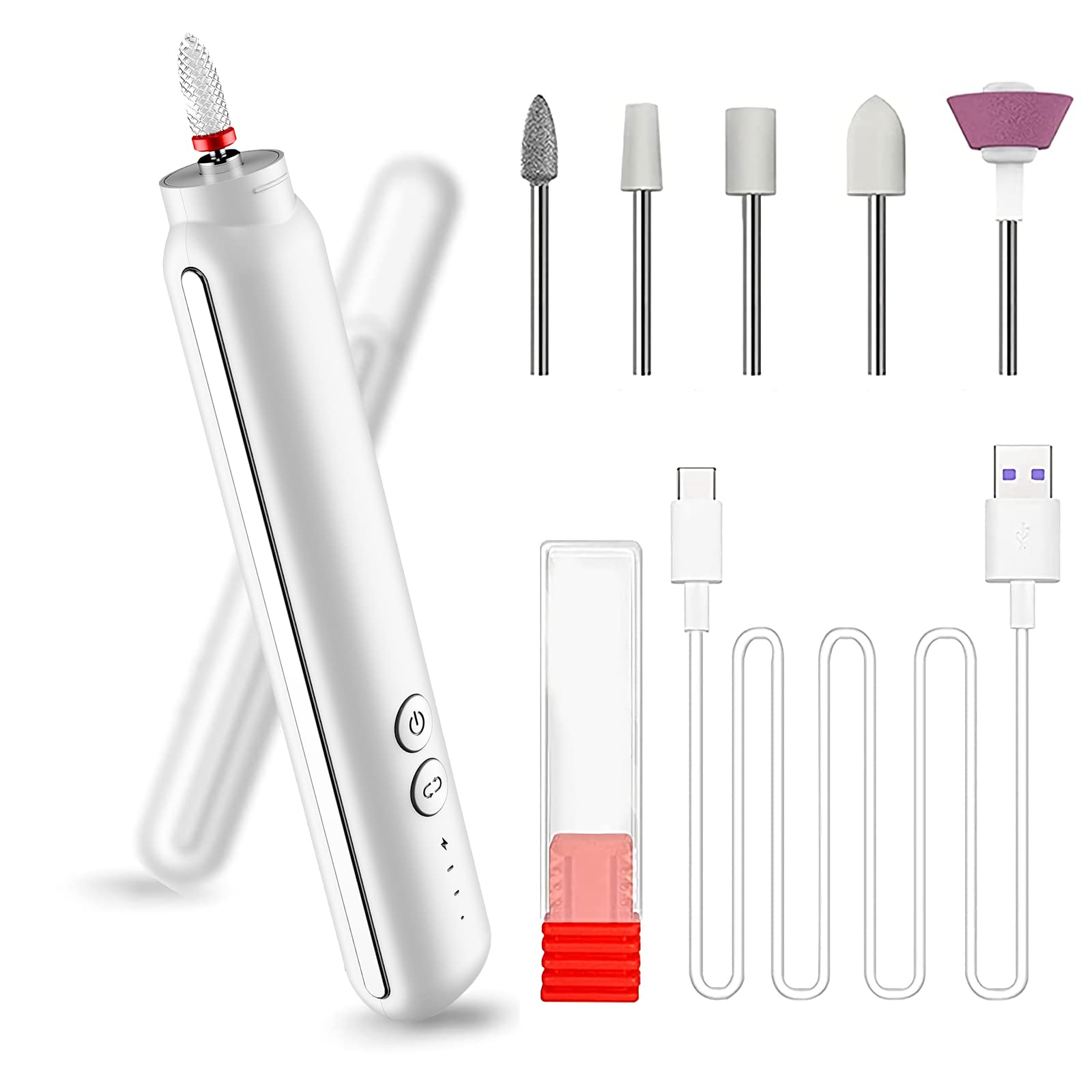MAYCREATE Electric Nail Drill Machine Kit For Women, 5 Polish Bits,Adjustable Polishing Speed USB Rechargable Professional Nail Drill Machine Set for Various Nail Art MAYCREATE Electric Nail Drill Machine Kit For Women, 5 Polish Bits,Adjustable Polishing Speed USB Rechargable Professional Nail Drill Machine Set for Various Nail Art